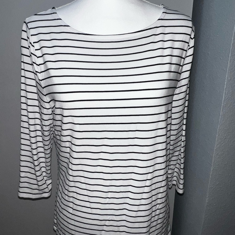 a new day Black and White Striped Long Sleeve Top